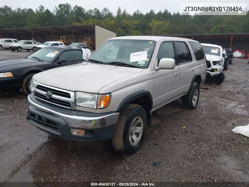 2000 Toyota 4Runner Sr5 V6 VIN: JT3GN86R3Y0178456 Lot: 40430127