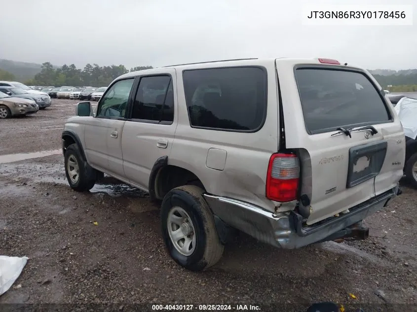 2000 Toyota 4Runner Sr5 V6 VIN: JT3GN86R3Y0178456 Lot: 40430127