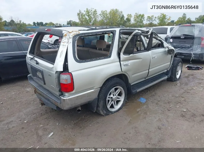 2000 Toyota 4Runner Sr5 VIN: JT3GN86R6Y0135648 Lot: 40433026