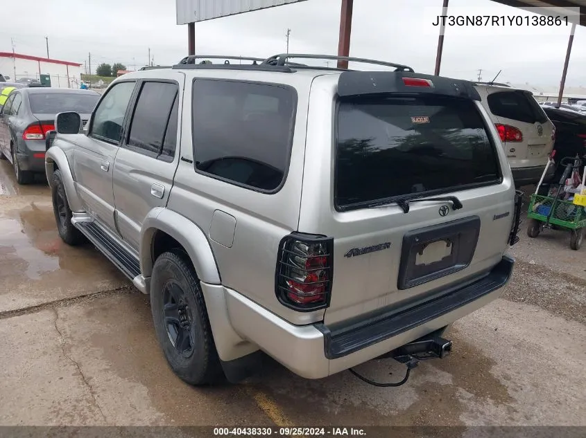 2000 Toyota 4Runner Limited V6 VIN: JT3GN87R1Y0138861 Lot: 40438330