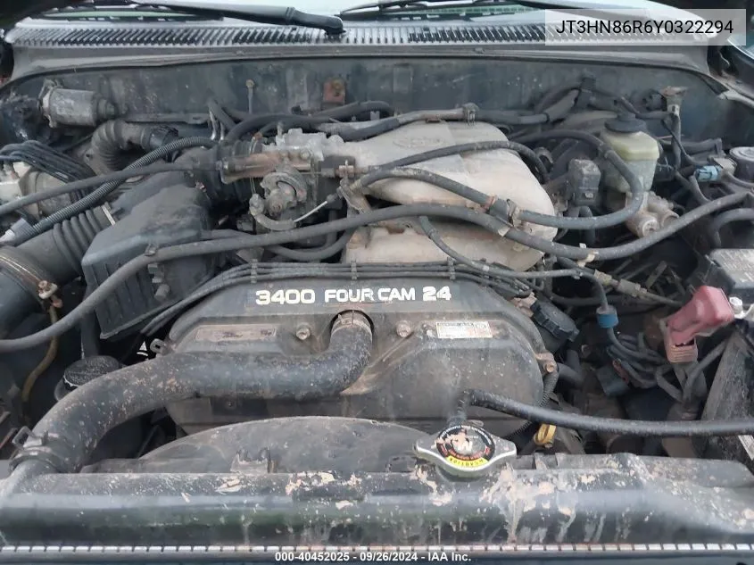 2000 Toyota 4Runner Sr5 V6 VIN: JT3HN86R6Y0322294 Lot: 40452025