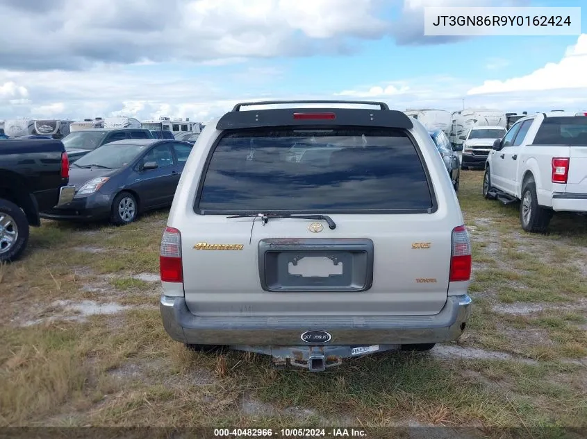 2000 Toyota 4Runner Sr5 VIN: JT3GN86R9Y0162424 Lot: 40482966