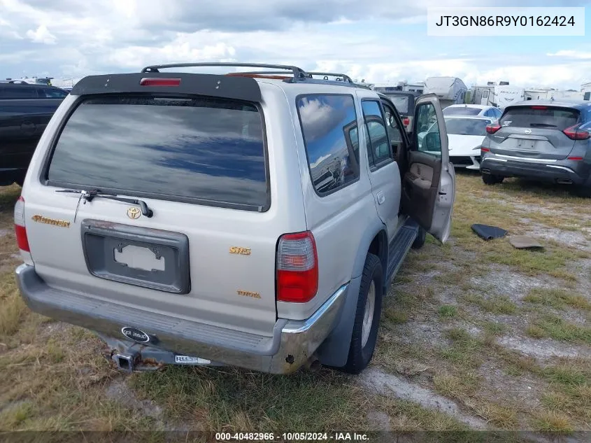 2000 Toyota 4Runner Sr5 VIN: JT3GN86R9Y0162424 Lot: 40482966