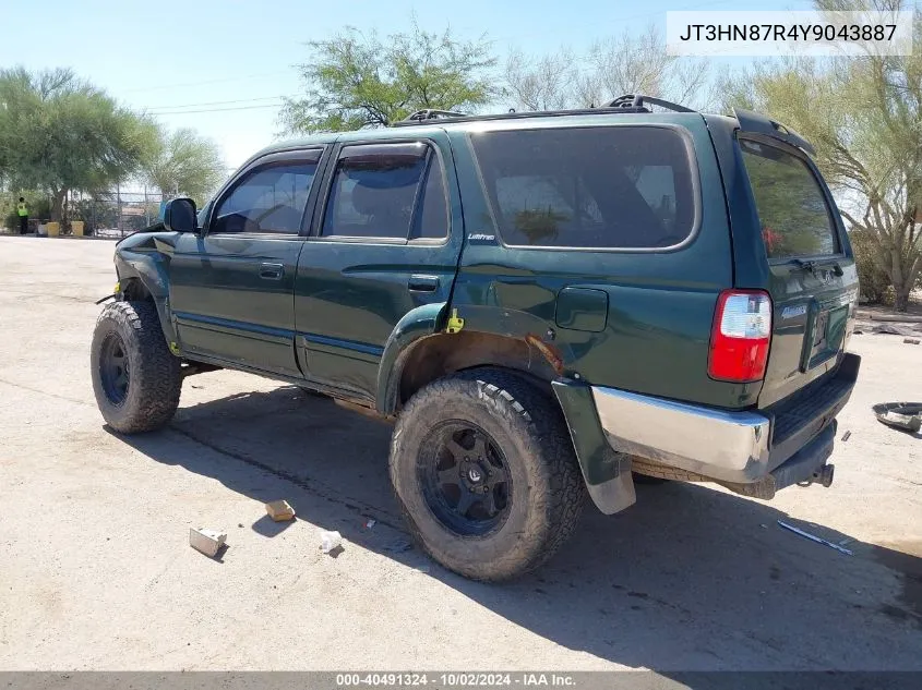 2000 Toyota 4Runner Limited V6 VIN: JT3HN87R4Y9043887 Lot: 40491324