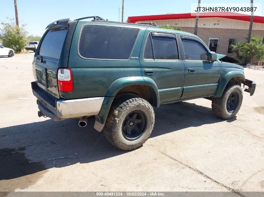 2000 Toyota 4Runner Limited V6 VIN: JT3HN87R4Y9043887 Lot: 40491324