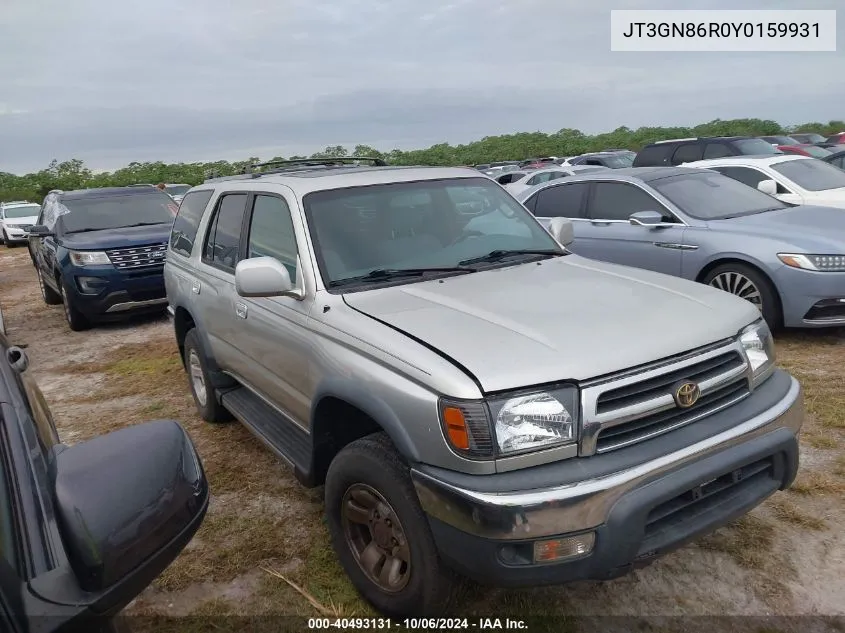 2000 Toyota 4Runner Sr5 VIN: JT3GN86R0Y0159931 Lot: 40493131