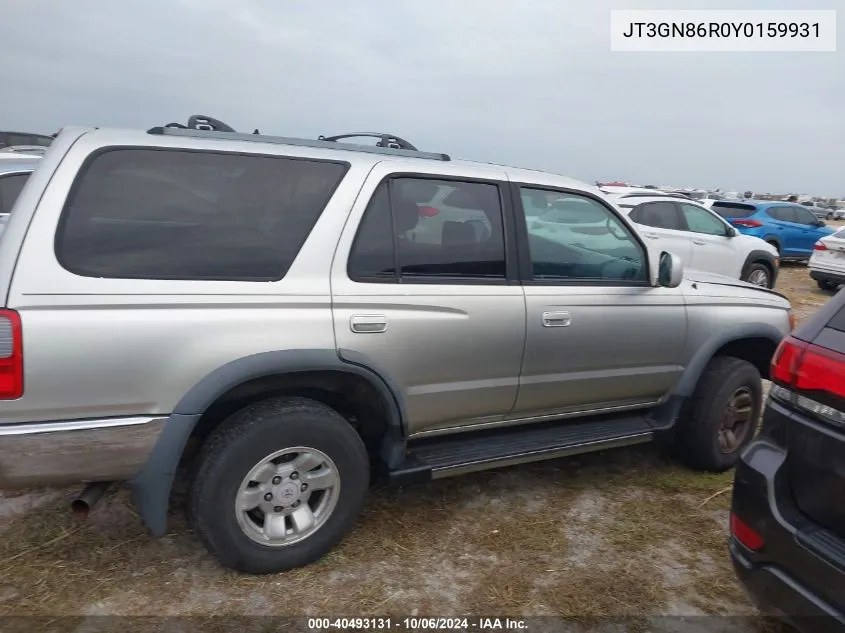 2000 Toyota 4Runner Sr5 VIN: JT3GN86R0Y0159931 Lot: 40493131