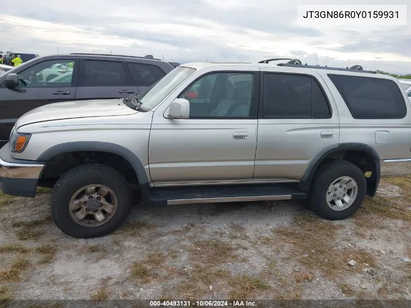 2000 Toyota 4Runner Sr5 VIN: JT3GN86R0Y0159931 Lot: 40493131