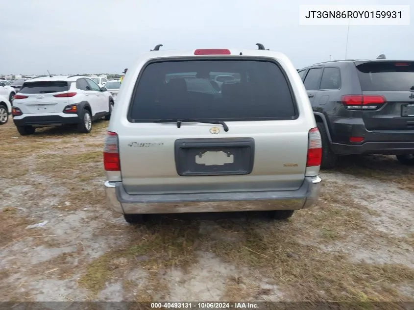 2000 Toyota 4Runner Sr5 VIN: JT3GN86R0Y0159931 Lot: 40493131