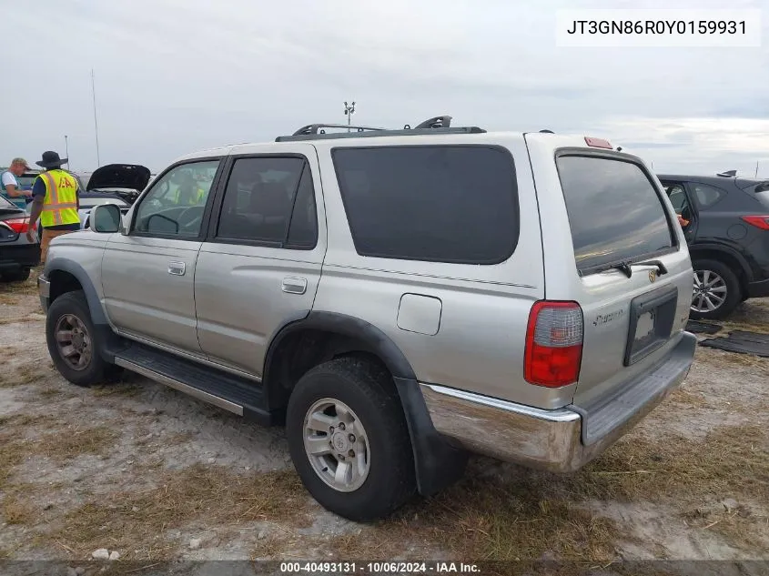 2000 Toyota 4Runner Sr5 VIN: JT3GN86R0Y0159931 Lot: 40493131