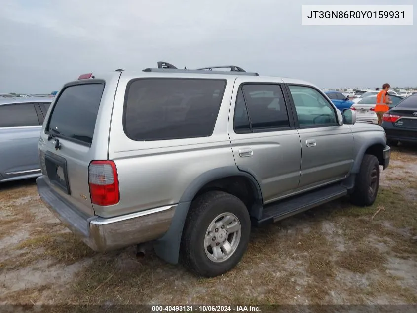 2000 Toyota 4Runner Sr5 VIN: JT3GN86R0Y0159931 Lot: 40493131