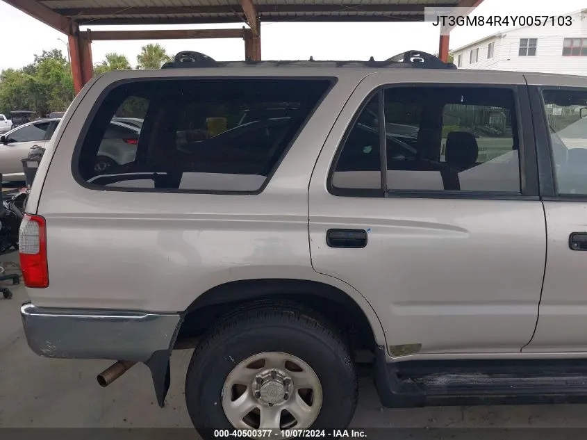 2000 Toyota 4Runner VIN: JT3GM84R4Y0057103 Lot: 40500377