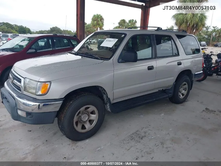 2000 Toyota 4Runner VIN: JT3GM84R4Y0057103 Lot: 40500377