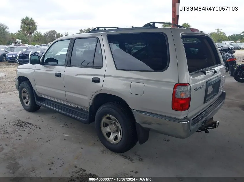 2000 Toyota 4Runner VIN: JT3GM84R4Y0057103 Lot: 40500377