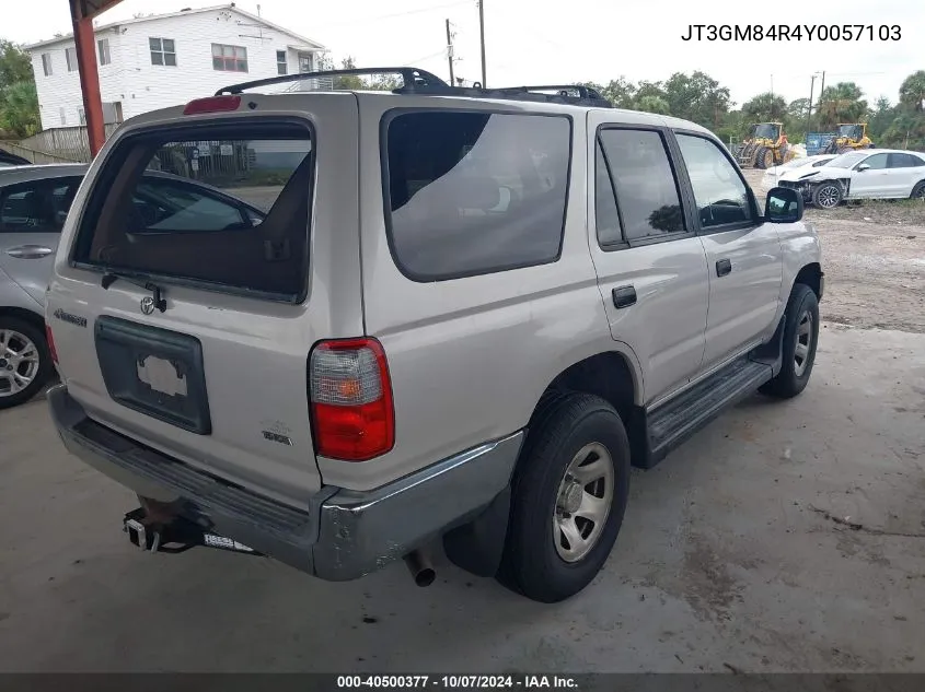 2000 Toyota 4Runner VIN: JT3GM84R4Y0057103 Lot: 40500377