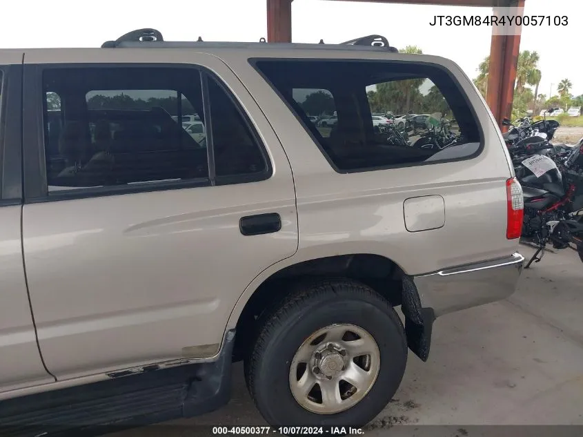 2000 Toyota 4Runner VIN: JT3GM84R4Y0057103 Lot: 40500377