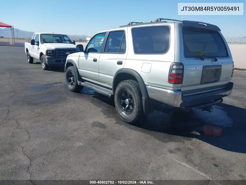 2000 Toyota 4Runner VIN: JT3GM84R5Y0059491 Lot: 40502702