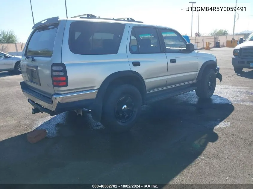 2000 Toyota 4Runner VIN: JT3GM84R5Y0059491 Lot: 40502702