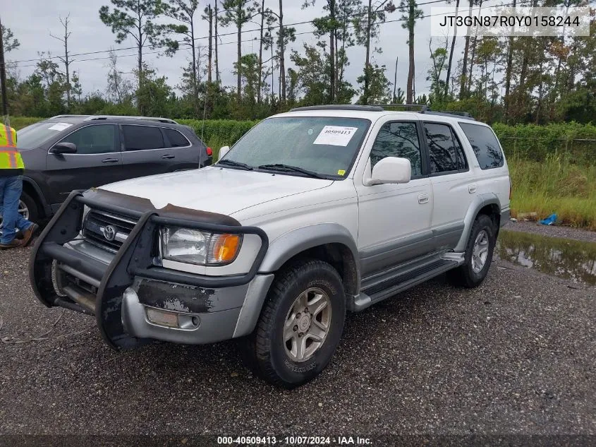 2000 Toyota 4Runner Limited VIN: JT3GN87R0Y0158244 Lot: 40509413