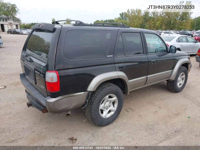 2000 Toyota 4Runner Limited V6 VIN: JT3HN87R3Y0278253 Lot: 40513143