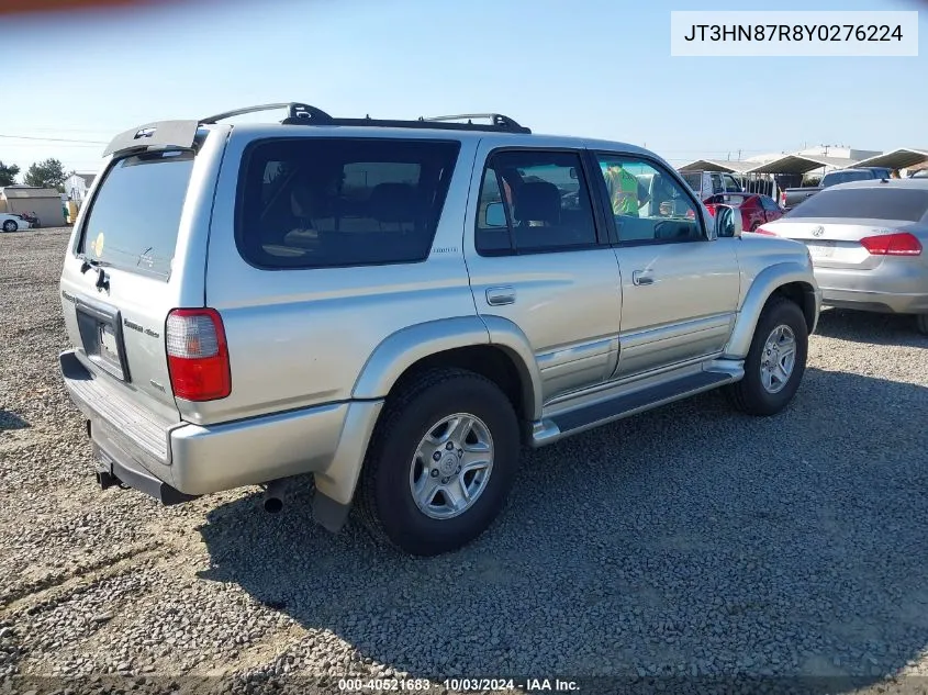 2000 Toyota 4Runner Limited V6 VIN: JT3HN87R8Y0276224 Lot: 40521683