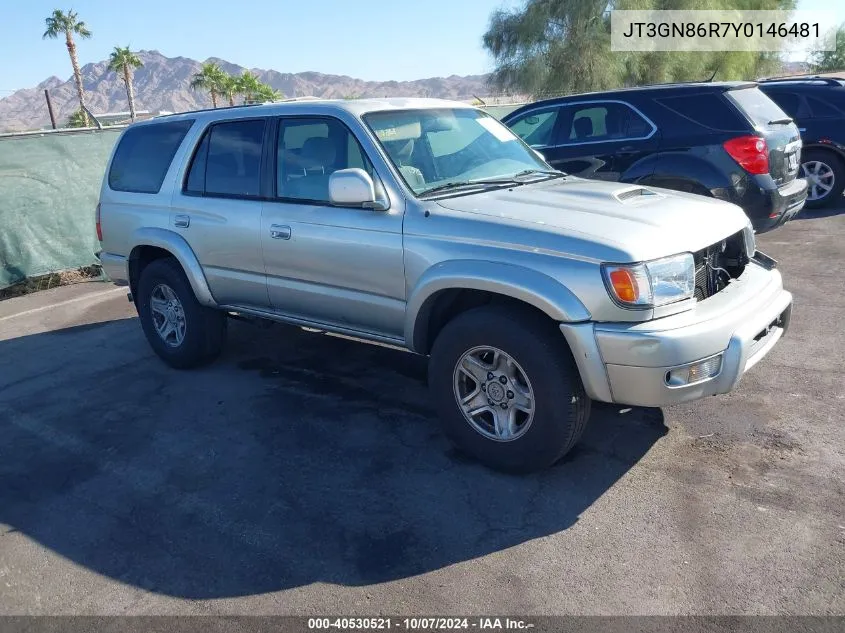 2000 Toyota 4Runner Sr5 VIN: JT3GN86R7Y0146481 Lot: 40530521