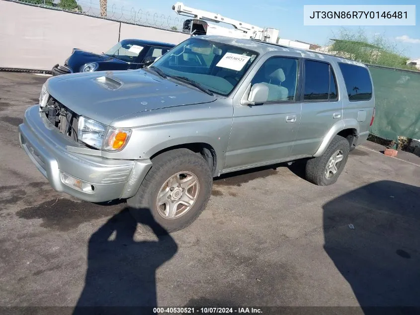 2000 Toyota 4Runner Sr5 VIN: JT3GN86R7Y0146481 Lot: 40530521