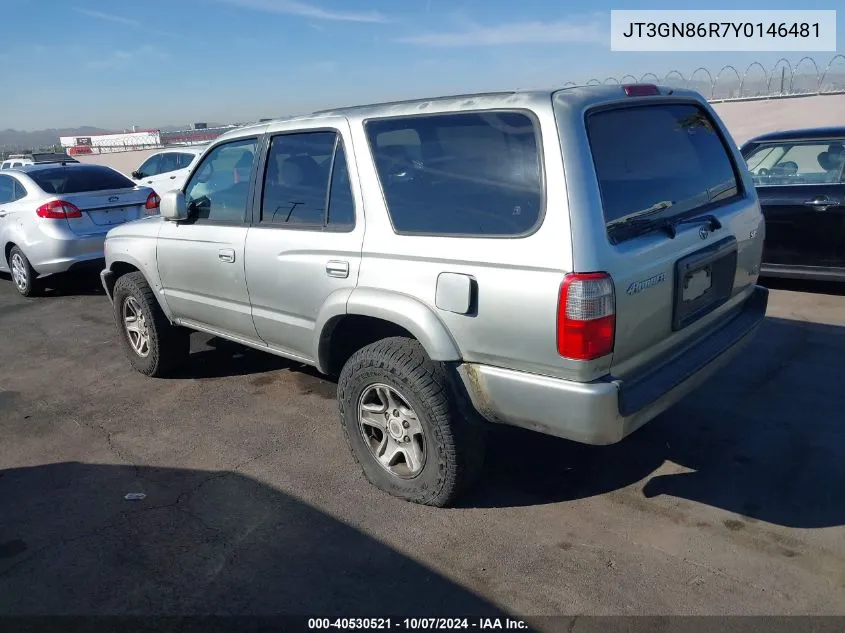 2000 Toyota 4Runner Sr5 VIN: JT3GN86R7Y0146481 Lot: 40530521