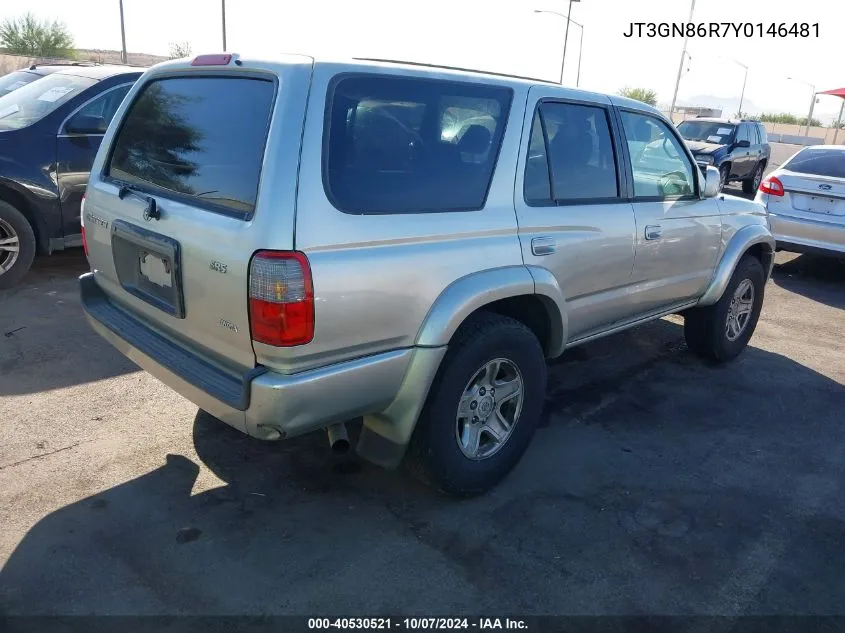 2000 Toyota 4Runner Sr5 VIN: JT3GN86R7Y0146481 Lot: 40530521