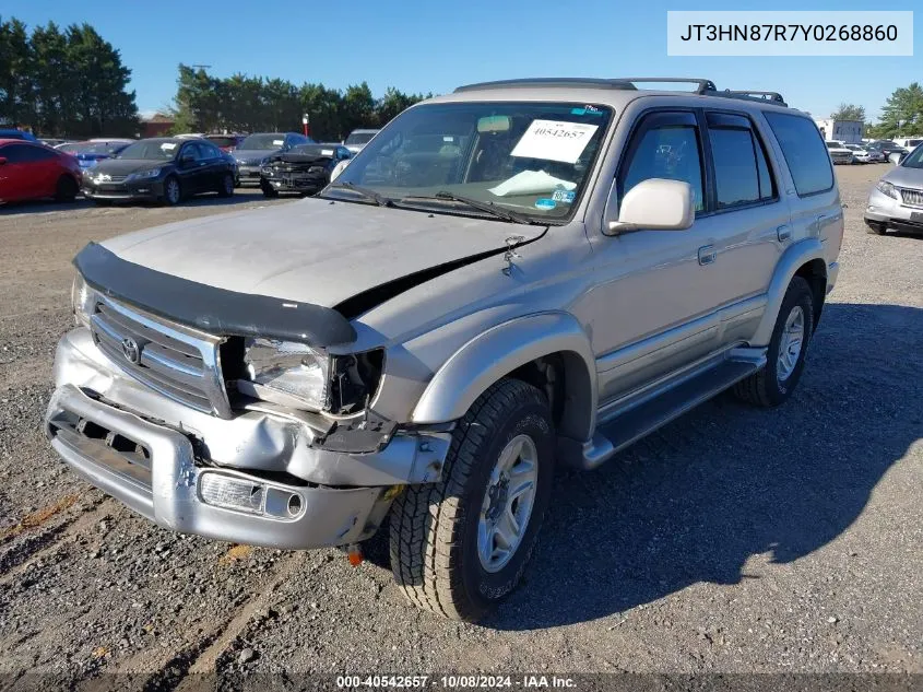 2000 Toyota 4Runner Limited V6 VIN: JT3HN87R7Y0268860 Lot: 40542657