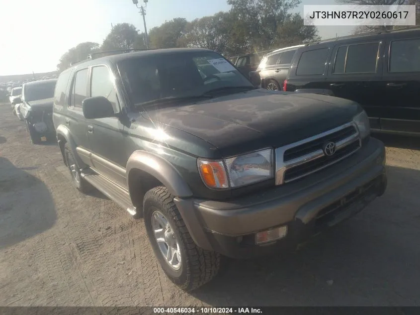 2000 Toyota 4Runner Limited VIN: JT3HN87R2Y0260617 Lot: 40546034