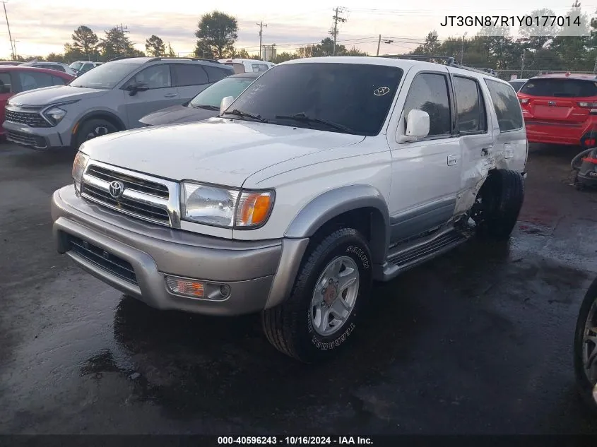 2000 Toyota 4Runner Limited V6 VIN: JT3GN87R1Y0177014 Lot: 40596243