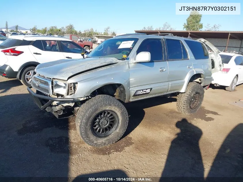 2000 Toyota 4Runner Limited V6 VIN: JT3HN87R7Y0302151 Lot: 40605716