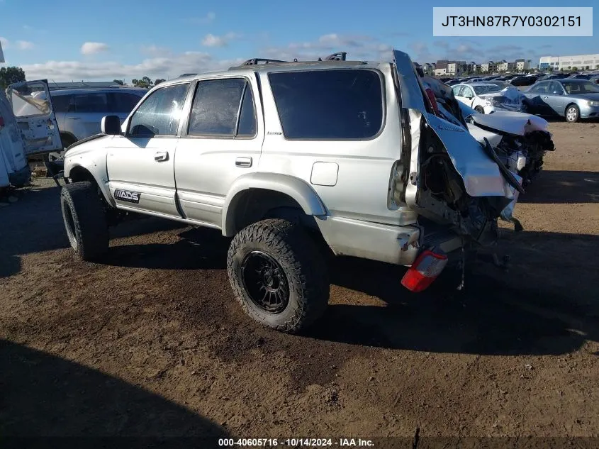 2000 Toyota 4Runner Limited V6 VIN: JT3HN87R7Y0302151 Lot: 40605716