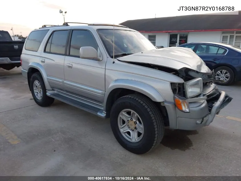 2000 Toyota 4Runner Limited V6 VIN: JT3GN87R2Y0168788 Lot: 40617834