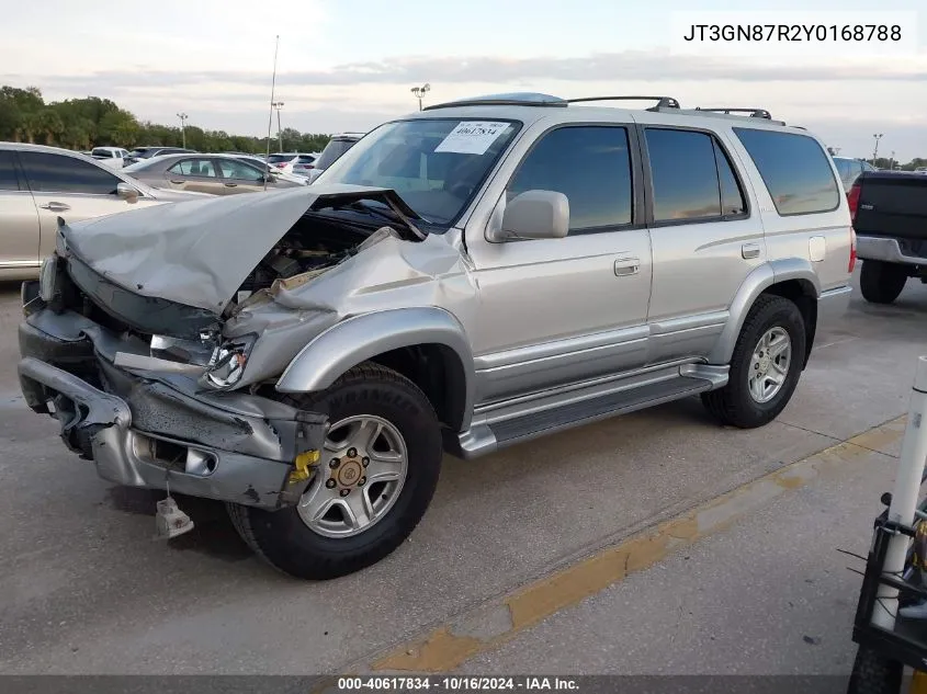 2000 Toyota 4Runner Limited V6 VIN: JT3GN87R2Y0168788 Lot: 40617834