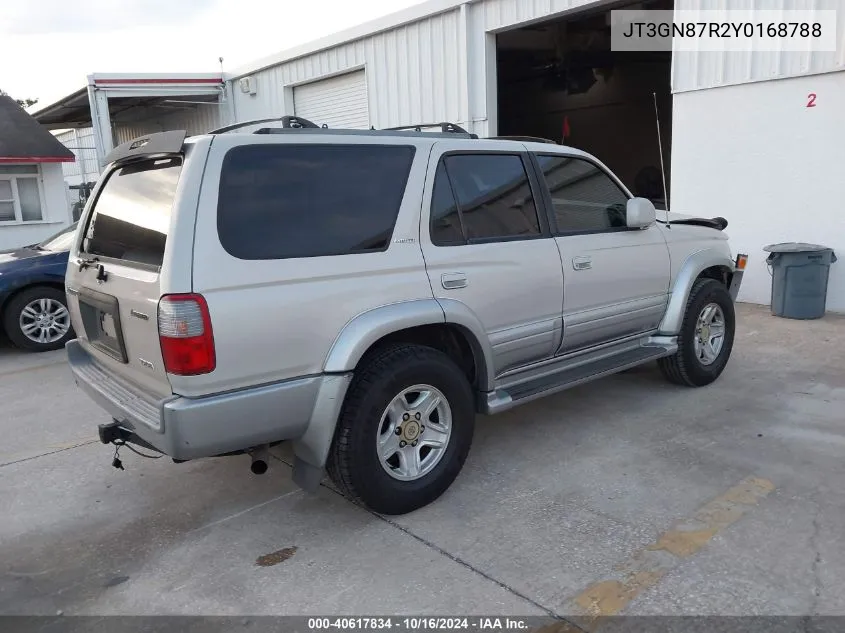 2000 Toyota 4Runner Limited V6 VIN: JT3GN87R2Y0168788 Lot: 40617834