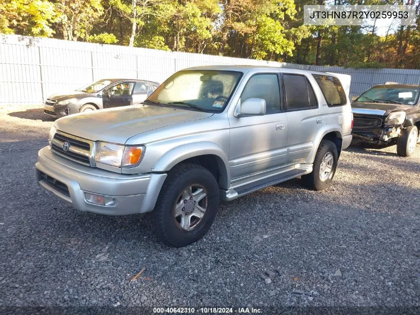 2000 Toyota 4Runner Limited V6 VIN: JT3HN87R2Y0259953 Lot: 40642310