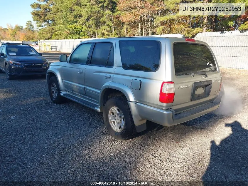 2000 Toyota 4Runner Limited V6 VIN: JT3HN87R2Y0259953 Lot: 40642310