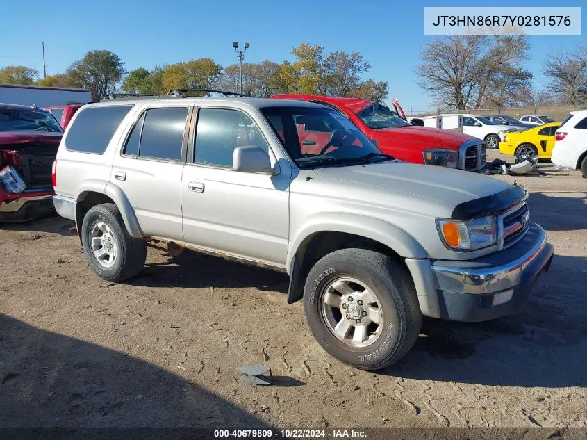 2000 Toyota 4Runner Sr5 V6 VIN: JT3HN86R7Y0281576 Lot: 40679809