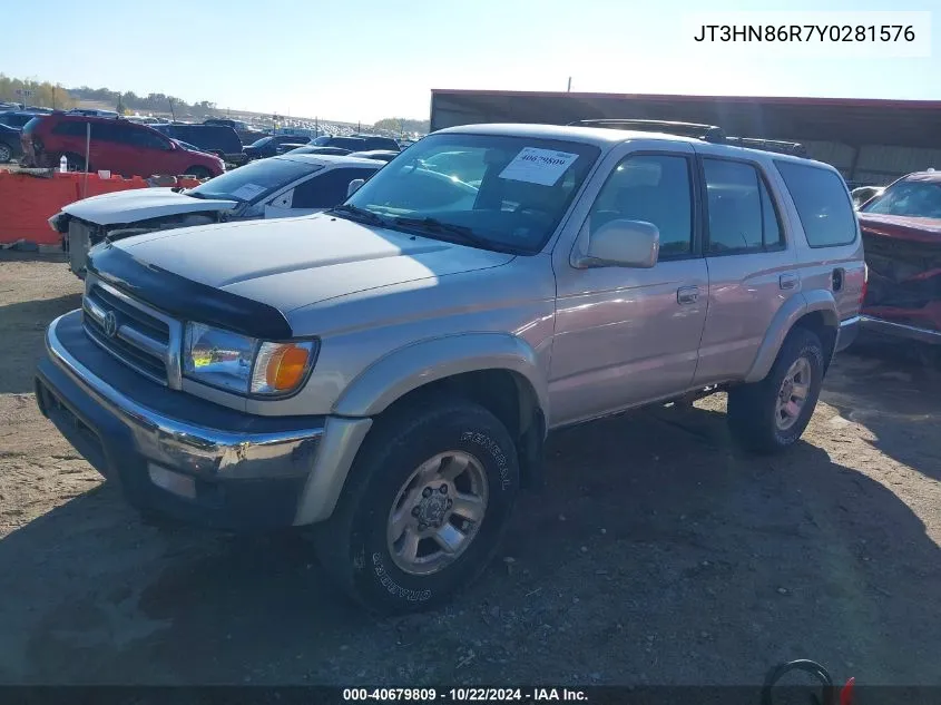 2000 Toyota 4Runner Sr5 V6 VIN: JT3HN86R7Y0281576 Lot: 40679809