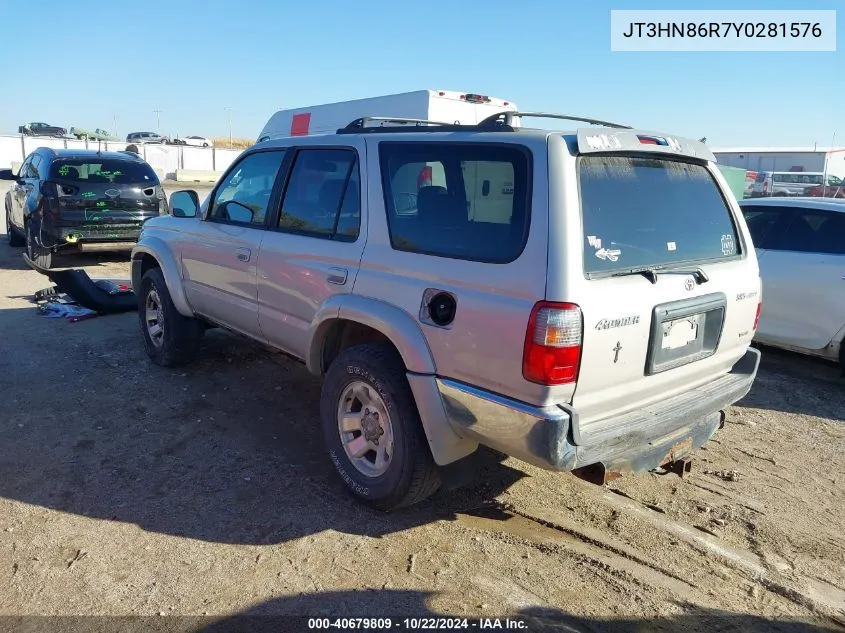 2000 Toyota 4Runner Sr5 V6 VIN: JT3HN86R7Y0281576 Lot: 40679809