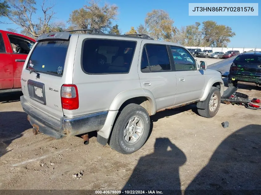 2000 Toyota 4Runner Sr5 V6 VIN: JT3HN86R7Y0281576 Lot: 40679809