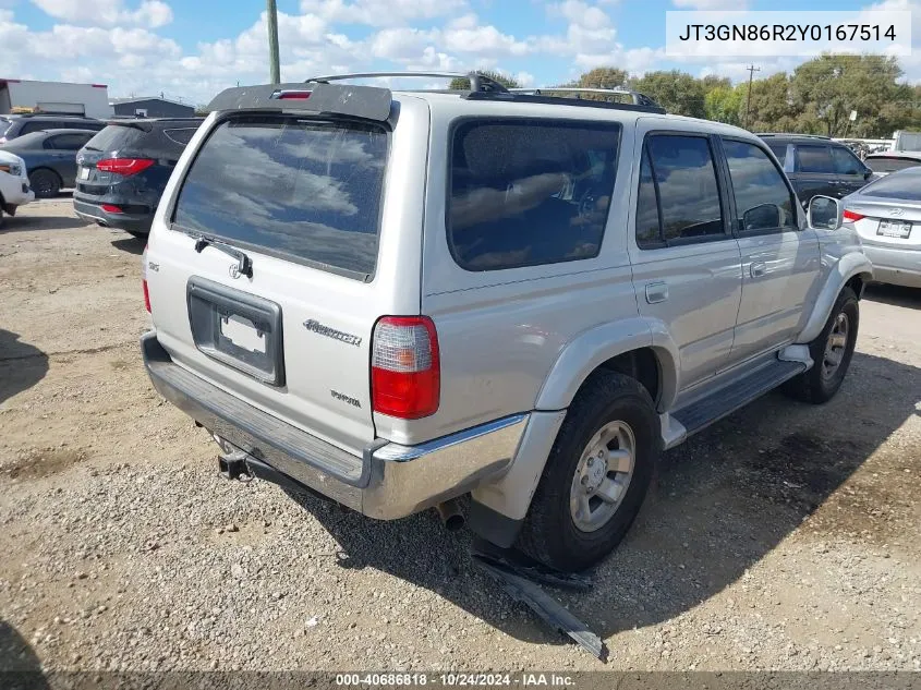 2000 Toyota 4Runner Sr5 V6 VIN: JT3GN86R2Y0167514 Lot: 40686818