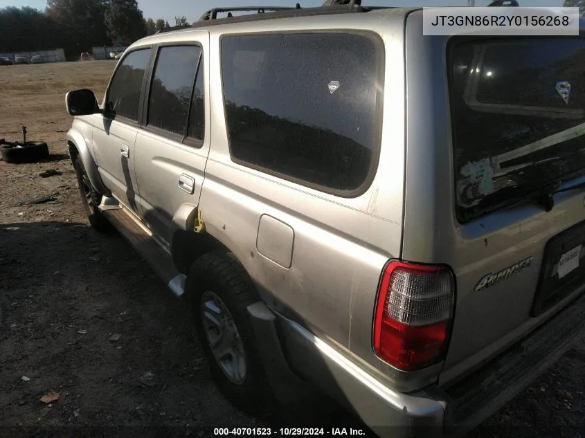 2000 Toyota 4Runner Sr5 V6 VIN: JT3GN86R2Y0156268 Lot: 40701523