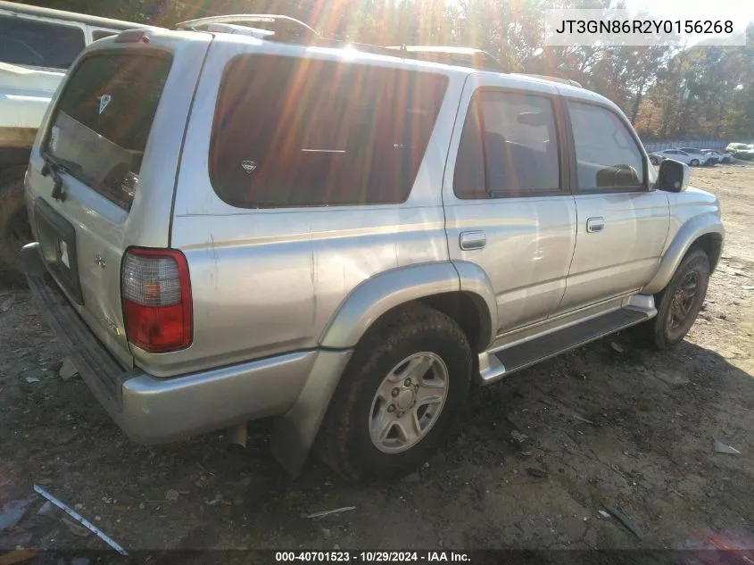 2000 Toyota 4Runner Sr5 V6 VIN: JT3GN86R2Y0156268 Lot: 40701523