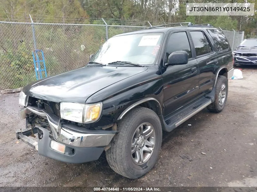 2000 Toyota 4Runner Sr5 V6 VIN: JT3GN86R1Y0149425 Lot: 40754640