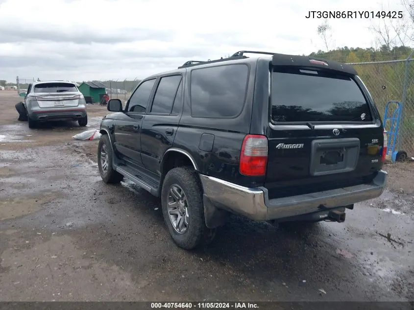 2000 Toyota 4Runner Sr5 V6 VIN: JT3GN86R1Y0149425 Lot: 40754640