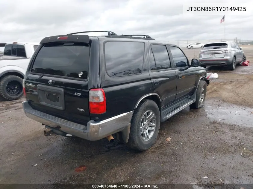 2000 Toyota 4Runner Sr5 V6 VIN: JT3GN86R1Y0149425 Lot: 40754640