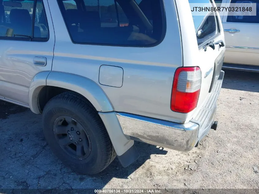 2000 Toyota 4Runner Sr5 V6 VIN: JT3HN86R7Y0321848 Lot: 40756134